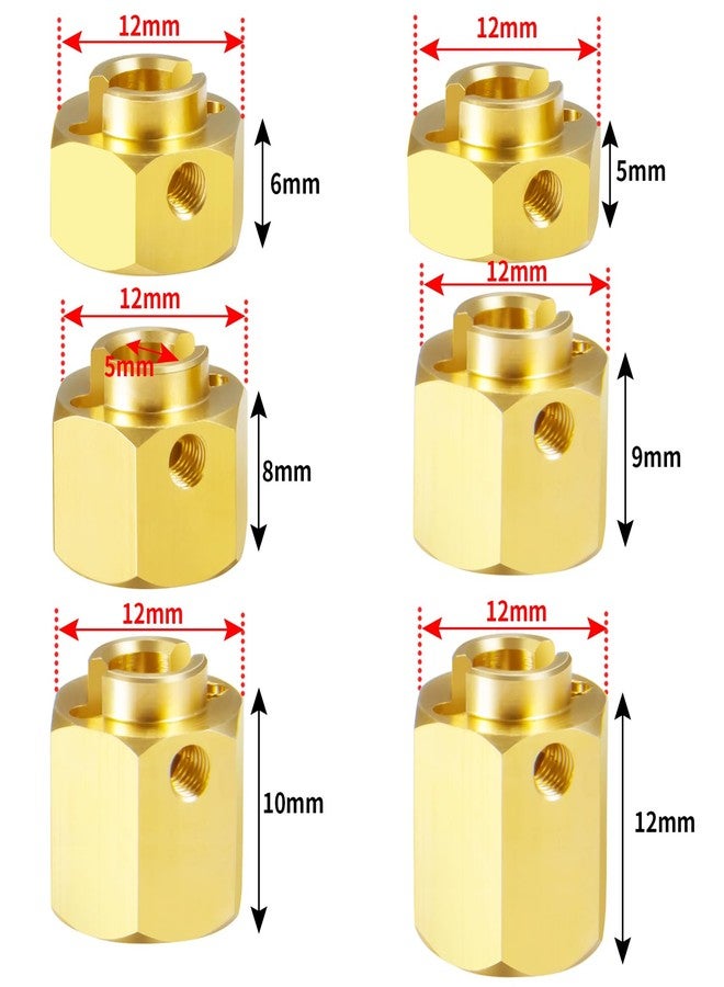 MORFUM RC Hex Hub 12mm Brass Wheels Hex 6mm Drive Extension Adapter with Pins Counterweight Compatible with Axial SCX10 III AXI03007 AXI03004 Capra RC Crawler Upgrades Part (6mm) - Image 4